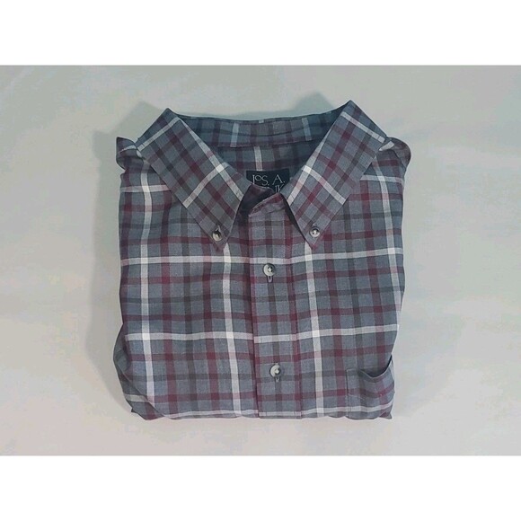 Men XXL Button Front Plaid Shirt Chest Pocket By Jos A Bank Travelers Collection - Picture 11 of 11